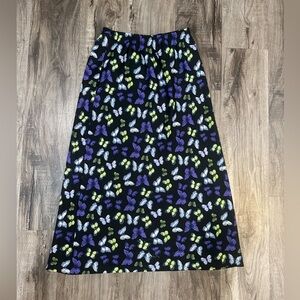 Leslie Fay Black Midi Skirt with Butterfly Print